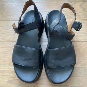 CAMPER TASHA Black Leather Platform Sandals